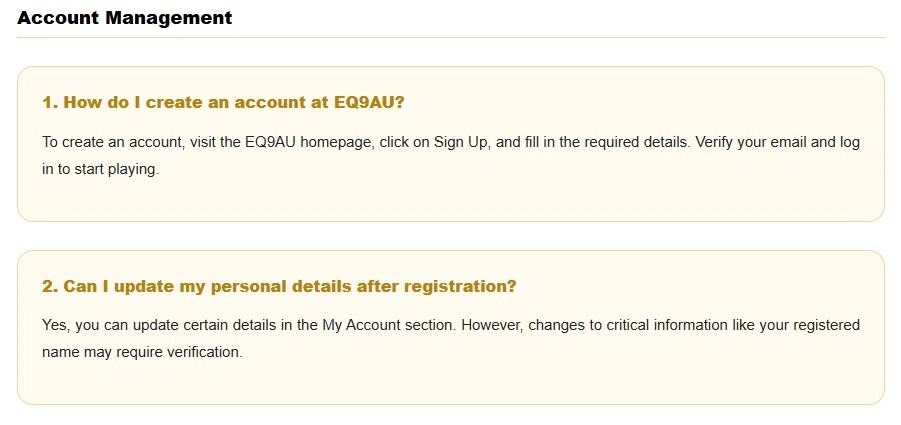 Current EQ9AU registration or account-verification help interface